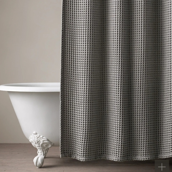 Restoration Hardware RH Heathered Stone waffle weave exterior shower curtain - Picture 1 of 8